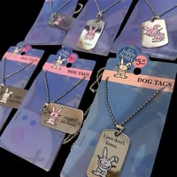 Image 2 of deadstock 2005 happy bunny dog tag necklace