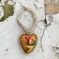 Image 1 of Gold Valentine Heart with Rhinestones and Vintage Florals II