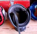 Image of 3/4 Blue Helmet with Leather Ear Flaps