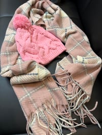Image 2 of Pink plaid hat and scarf set