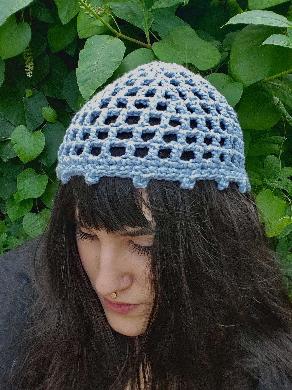 Image of Sky Blue Picot Skullcap
