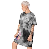 Image 3 of Bright Neon Watercolor Baphomet Goat Head T-shirt dress