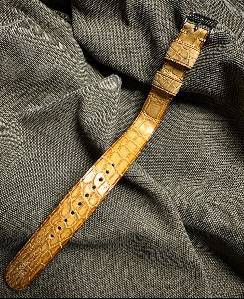Image of Slow Tanned Yellow Nile Crocodile Single Piece Watch Strap