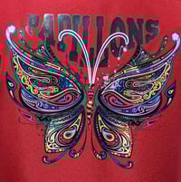 Image 4 of Papillons and Flowers Apron (red)
