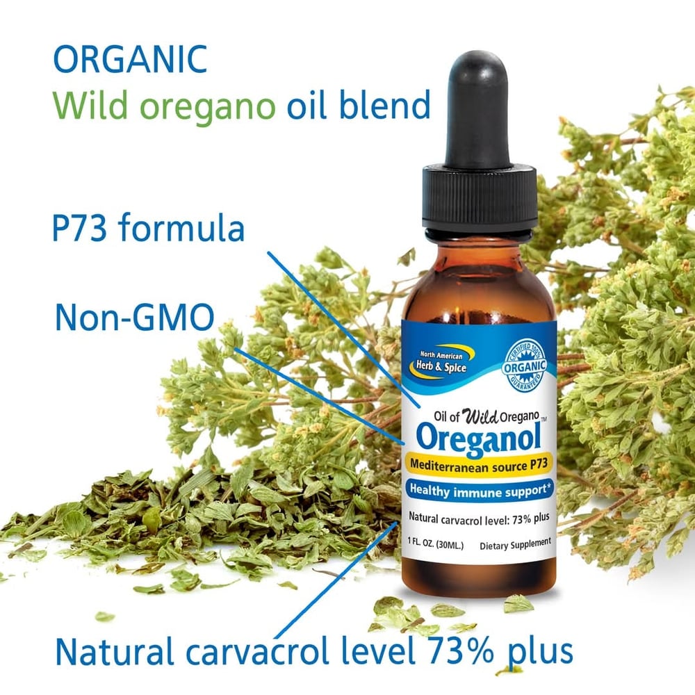 North American Herb & Spice Wild Mediterranean Oregano Oils w/P73. (73%-84% Carvacrol). Herpes.