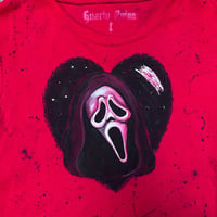 Image 3 of “GHOSTFACE HEART” Custom Hand Painted Baby Tee LARGE