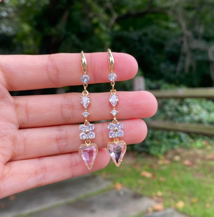 Image of ✨✨❤️Midnight Sparkles✨✨❤️ Pink Dangling Earrings