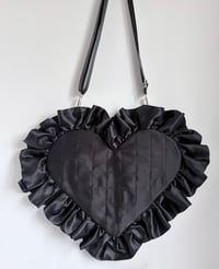 Image 2 of Black Satin Quilted Heart Crossbody Bag – Sample Piece (Limited)