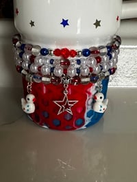 Image 1 of Ducky 4th of July Memorial Day Patrotic Red White and Blue Tumbler Bracelet Stack