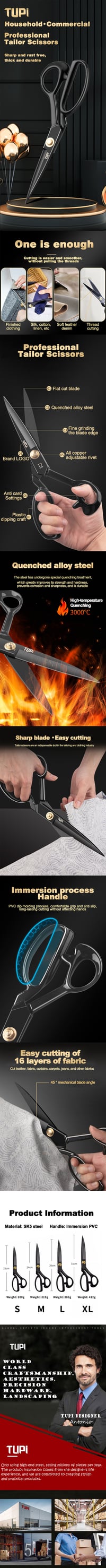 Image 11 of Professional Sewing Scissors Tailor Scissors Embroidery Scissor Fabric Needlework Cutting DIY Sewing