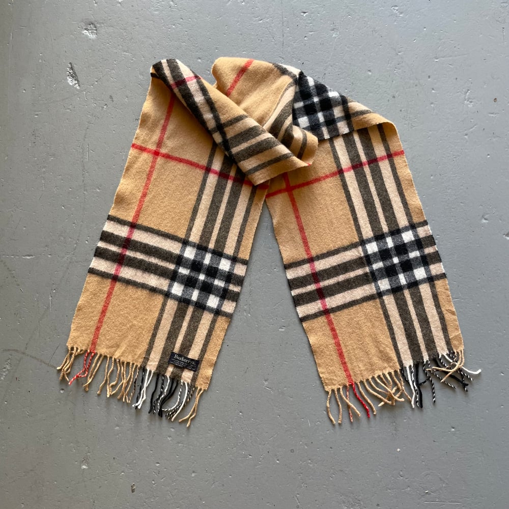 Image of Vintage Burberry Classic House Check Cashmere Scarf Archive Beige  1