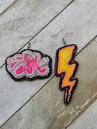 Image 1 of Neon Lightning Cloud earrings 