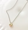GOLD HEART CHARM SILVER NECKLACE