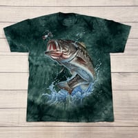 Image 1 of Vintage Tie Dye Bass Teal Tee - L 