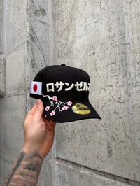 Image 1 of JAPAN FLAG BLACK LOS ANGELES DODGERS CUSTOM FITTED CAP