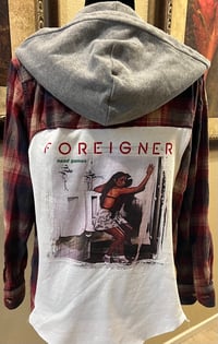 Vintage Red/Navy/Cream Hoodie Flannel Shirt Foreigner