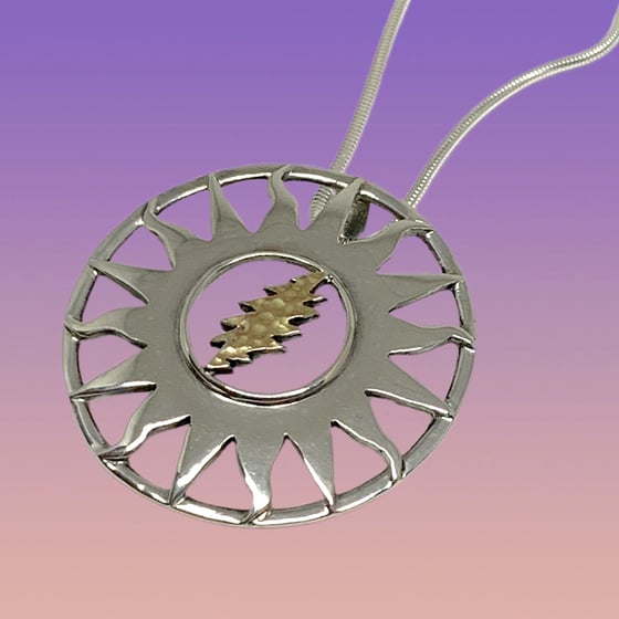 Image of Sunshine Daydream Sterling Silver With 14k gold Bolt Pendant