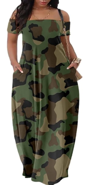 Image of Camouflage  Maxi Dress Summer Beach Long Dresses