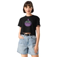 Image 2 of Crop top - Jack O Lantern Retro Purple Glow