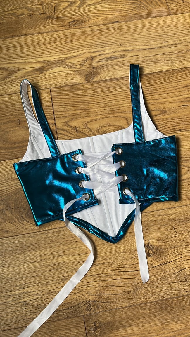 Handmade Alien, wet look, foil corset
