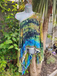 Image 5 of Poncho Woodstock Top -free size yellow blue