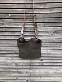 Image 4 of Musette satchel made in oiled leather with adjustable shoulderstrap UNISEX