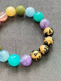 Image 5 of Gold-Carved Four Divine Beasts  x Seven Chakra  Bracelet 12mm