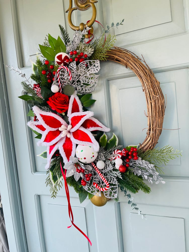 Image of 40cm Rattan Candy Poinsettia 