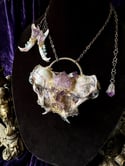 Amethyst & Quartz Bisected Cat Skull - Necklace & Earring Set