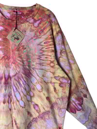 Image 4 of XL Unisex Adult Soft Long Sleeve Tee in Warm Spiral Ice Dye
