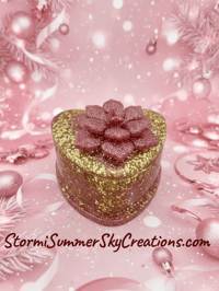 Image 2 of Pink/Gold marbled Heart Shape Prayer/Trinket Box