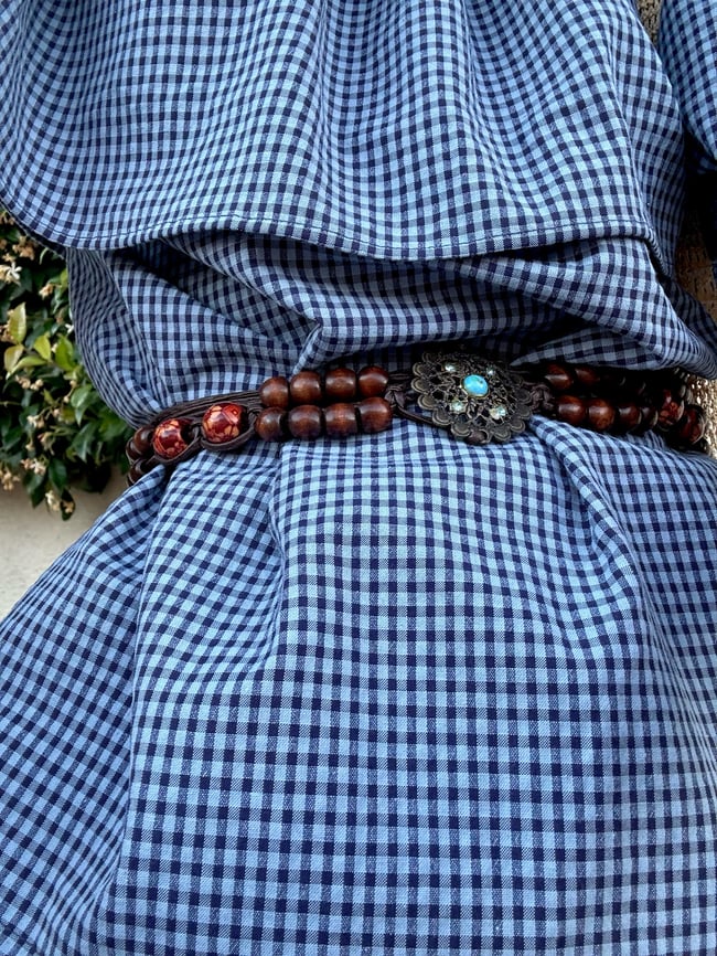 BLUE GINGHAM RUFFLE TOP AND SKIRT