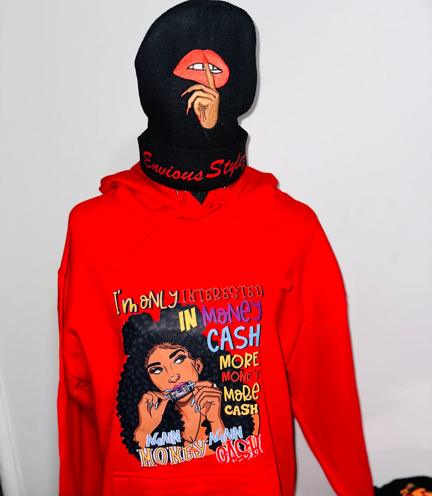 Image of Im only interested in money Large red hoodie unisex