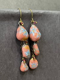 Image 4 of Red Pebble cascade earrings