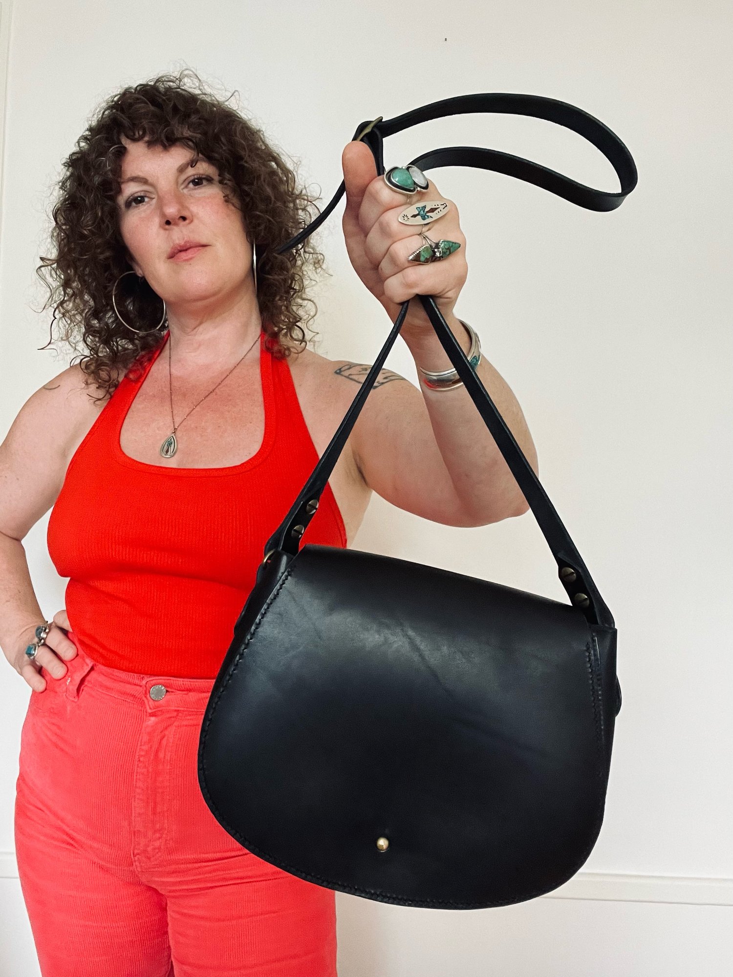 Image of Black Crossbody Saddle Bag
