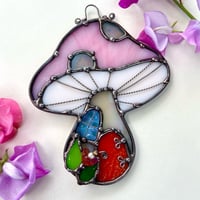 Image 1 of Pink Funky Mushie Cottage Suncatcher 