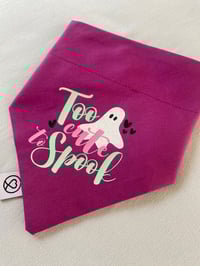 Image 2 of Pink Skulls and Hearts and Too Cute Too Spook Reversible Halloween Dog Bandana