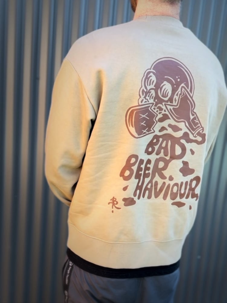 Image of Bad Beerhaviour - CREW JUMPER - SAND/BROWN