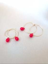 Image 1 of Créoles or gouttes rouges