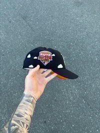 Image 2 of ORANGE BRIM NAVY PARTLY CLOUDY SAN DIEGO PADRES CUSTOM FITTED CAP