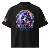 Image 4 of Unisex USA 250 Hellfish Haven organic oversized high neck t-shirt