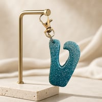 Image 10 of Blue Glitter Letter Keychain • Personalized Resin Charm