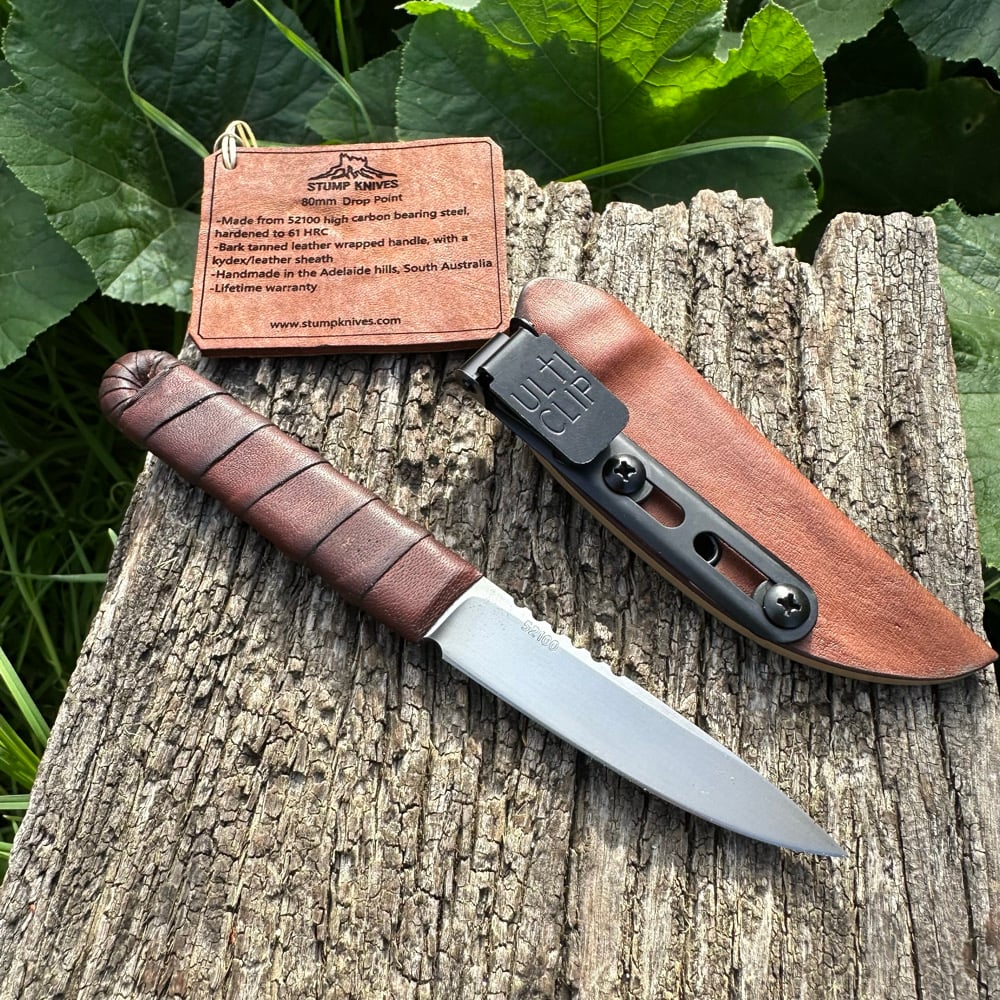 Image of 80mm Drop Point 52100 leather