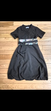 Image 1 of Cross front dress - black textured ponte 