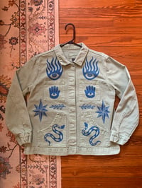 Image 2 of "Showdown" - Mint Green Printed Denim Jacket