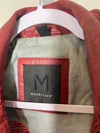 Image 8 of MAURITIUS Red Genuine Leather Moto Jacket