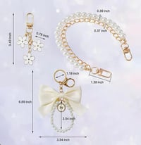 Image 4 of 3 Piece “Pearl & Bow” Keychain Handbag Set