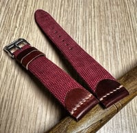 Image 2 of Red Canvas & Red Shell Cordovan Watch Strap