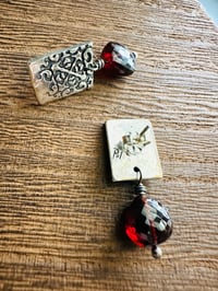 Image 3 of red garnet post earrings