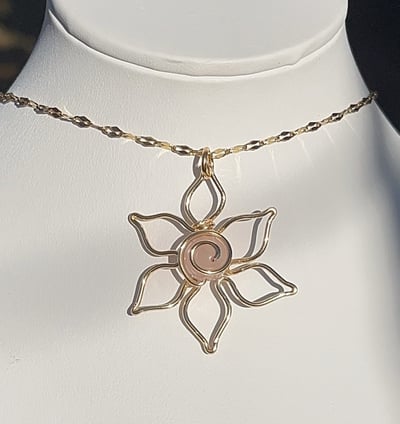 Image of Rose Quartz Flower Necklace
